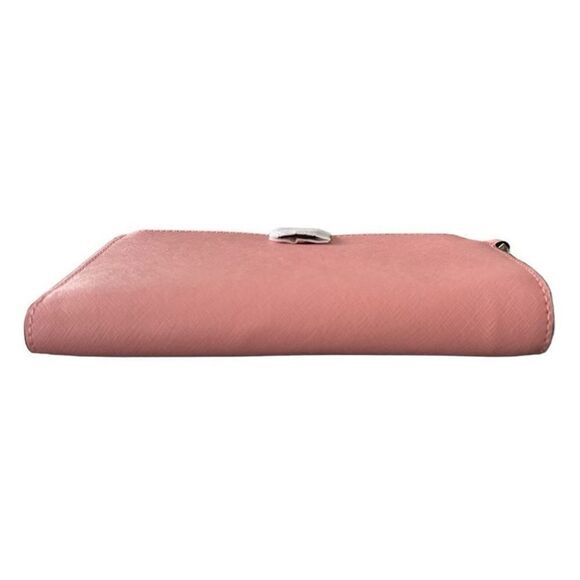 Michael Kors Pink Primrose Jersey Travel Large Double Zip Wristlet Leather - Picture 4 of 8
